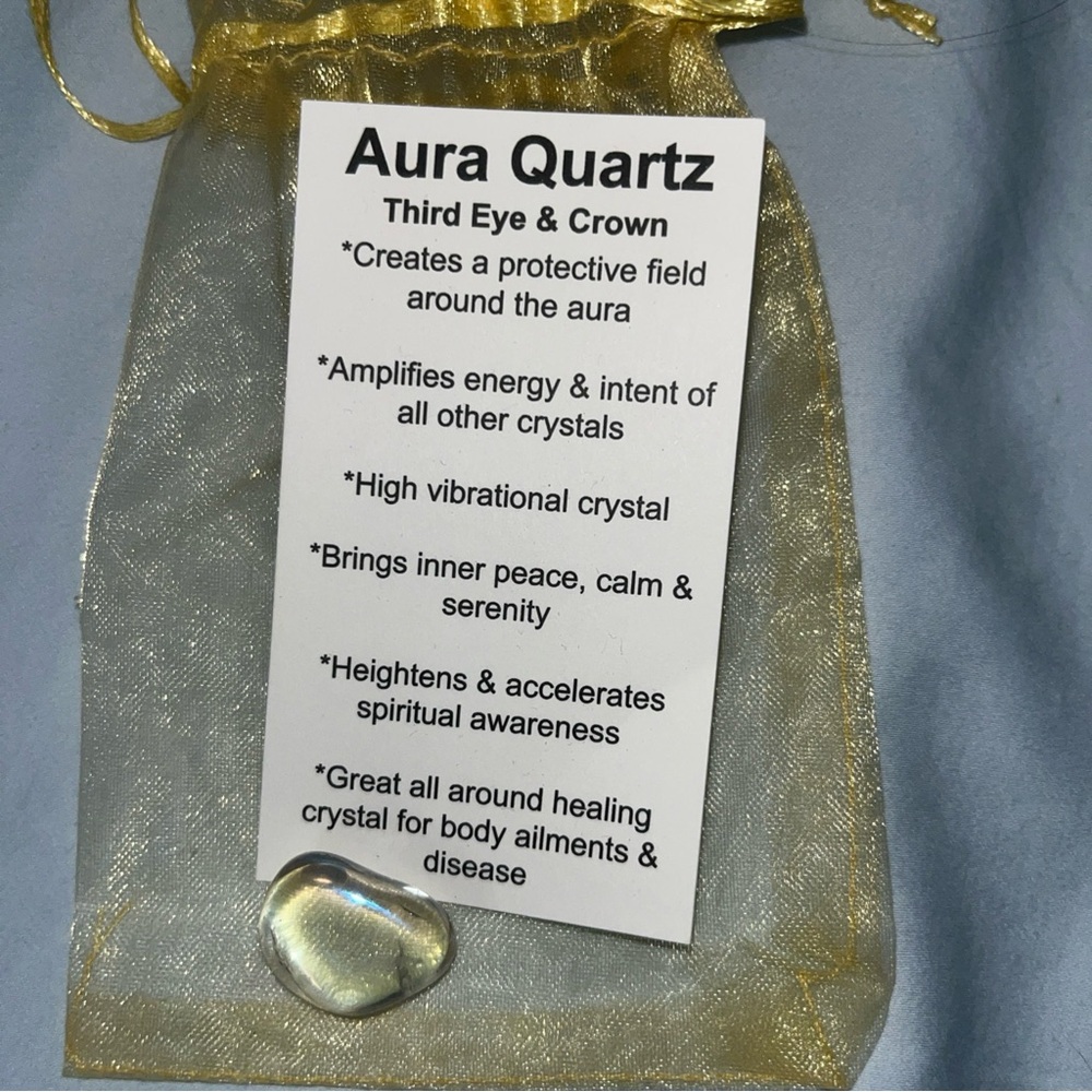 Aura Quartz Crystal with Gold Pouch